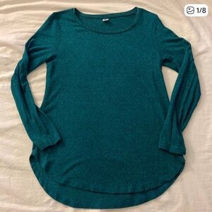Old Navy Sweater Teal Green Blue Scoop Neck Long Tunic-Style Top Medium EUC